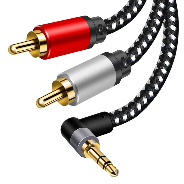 3.5mm Aux Cables, 90° RCA Audio Cable, 3.5mm to 2-Male RCA Stereo Splitter Ca...