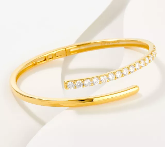DIAMONIQUE STERLING SILVER Goldclad Hinge Cuff Bracelet. 6-3/4