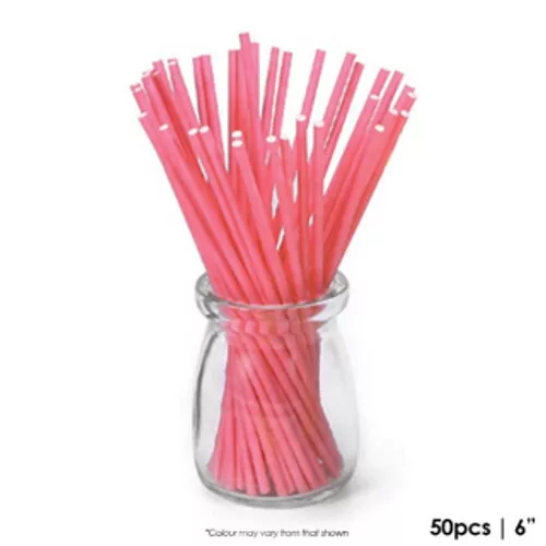 Coloured Lollipop Sticks 6 Inch - Red