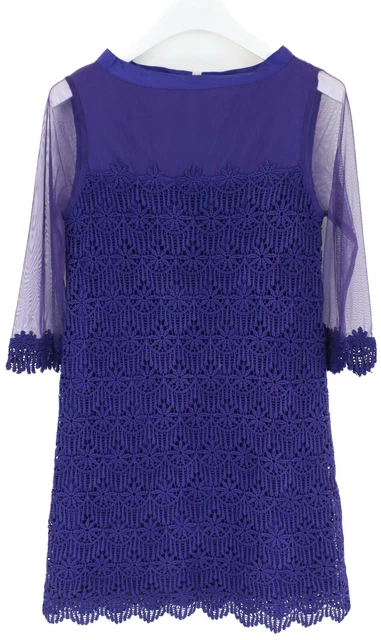Twin-Set Simona Barbieri Femmes M Dentelle Tulle Violet Fleur Robe
