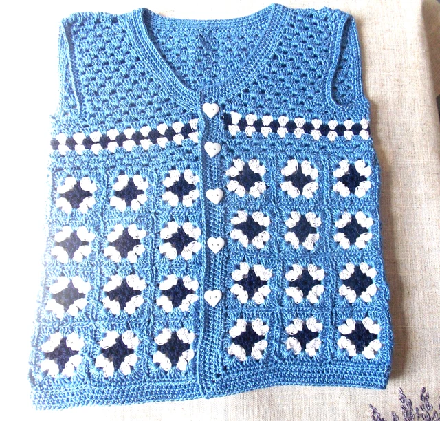 Veste Paletot Bébé Crochet Main Française - Patchwork Sur Mesure, 9 Mois