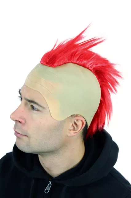 Carnival Halloween Wig Punk Red Iro Bald Mohawk Irokese 4201