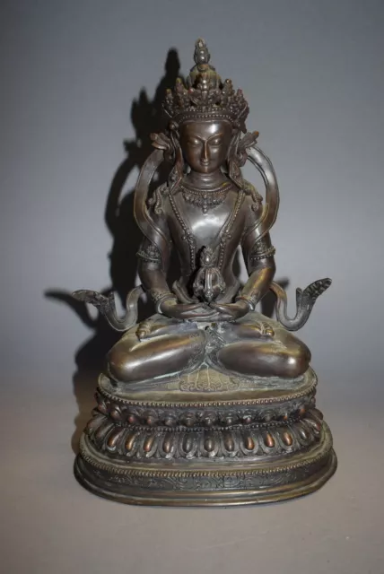 Amitayus auf Lotussockel-Tibet, Bronze, 24cm