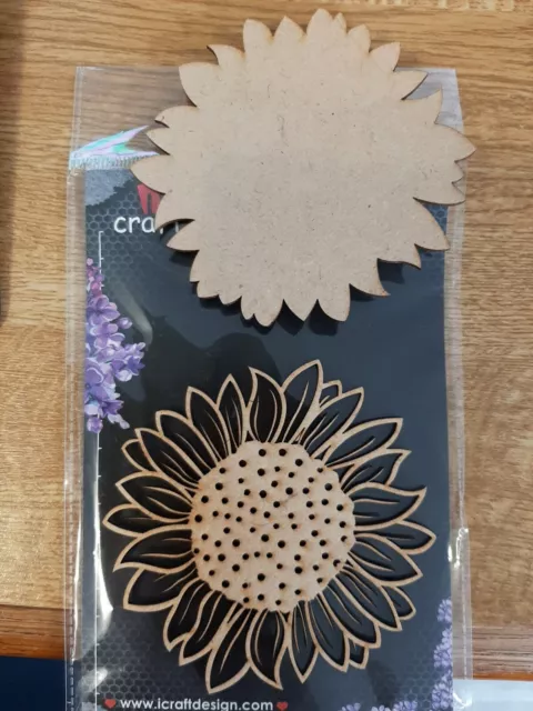 0419 Wooden MDF sunflower + craft laser cut embellishment decoration 10cm