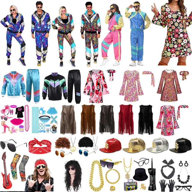 Accessori Rapper Carnevale Completo Rapper Hip-Hop Anni '90 - Set Di 4 Pezzi Stile Gangster Big Daddy DMC, Taglia Unica Punk Rave - Foto 11