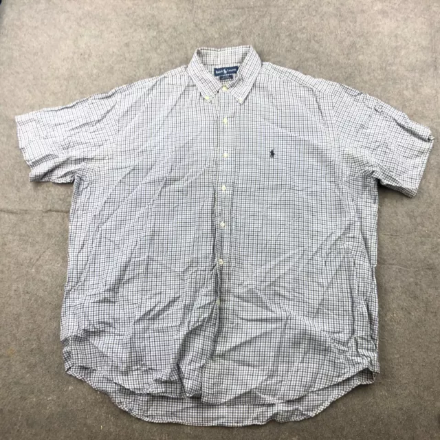 Ralph Lauren Shirt Men XL Blue Check Pony Short Sleeve Preppy Blake