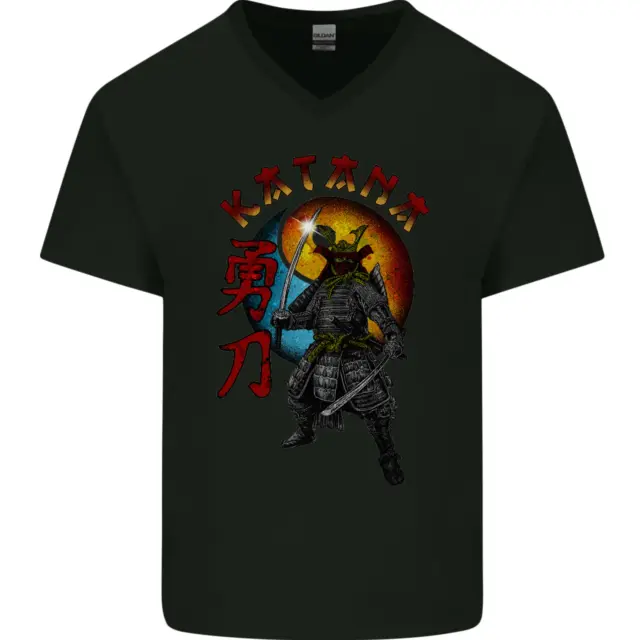 Kanata Giapponese Warrior Samurai Mma Uomo Scollo A V Cotone T-Shirt