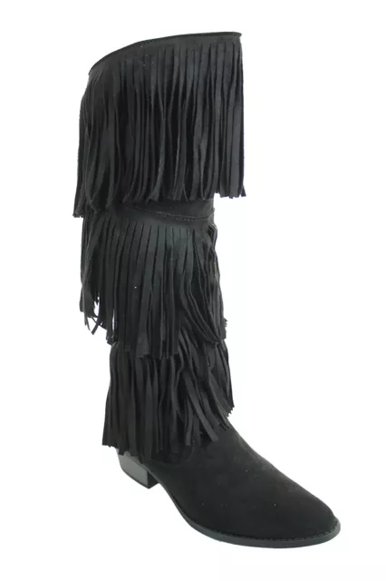 QUPID Femmes Faux Daim Hauteur Genou Talon Épais Pull Bottes Équitation Noir 8