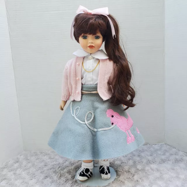 Heritage Signature Poodle Skirt Porcelain Doll Katie 16” Tall in 50’s Outfit