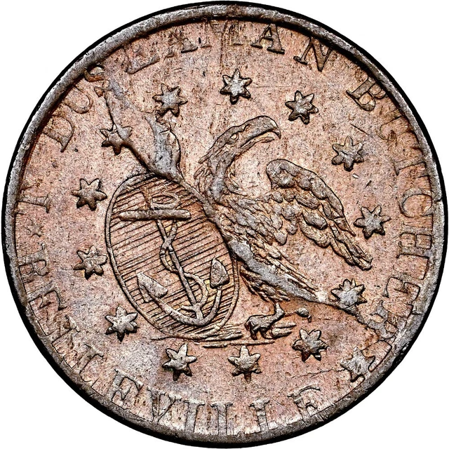 1837 Belleville New Jersey Canada Hard Times Token Duseaman HT204 Breton 670 NGC