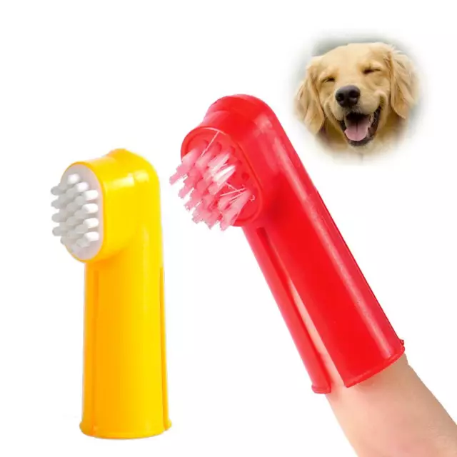 2x Pet Dog Cat Soft Finger Dental Cleaning Toothbrush Massager Teeth Hygiene rt