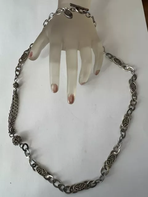 VINTAGE LOIS HILL Sterling Silver Station Toggle Chain Necklace $130.50 ...