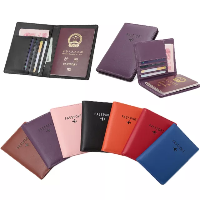 RFID Blocking Leather Passport Holder ID Case Credit Card Wallet Organizer Cover