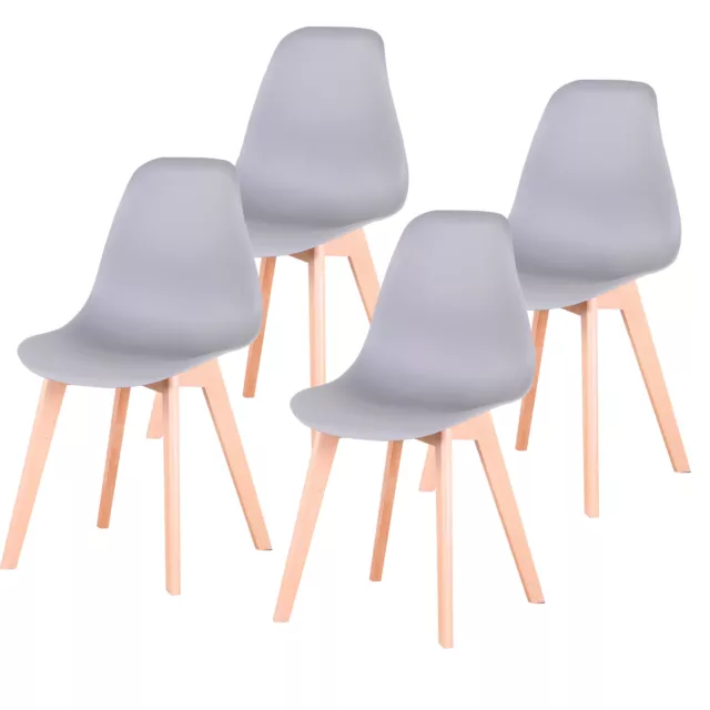 Pack de 4 Sillas de Comedor PP Asiento Mueble Cocina Salón Diseño Nordico Gris