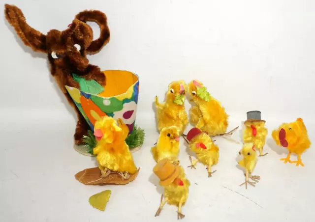 Küken Osterschmuck Osterdekoration Pappe Pappmachè Erzgebirge ALT Konvolut