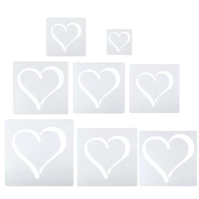 Heart Painting Stencils, 8 Pack Paint Stencils Painting Template Style 2, White