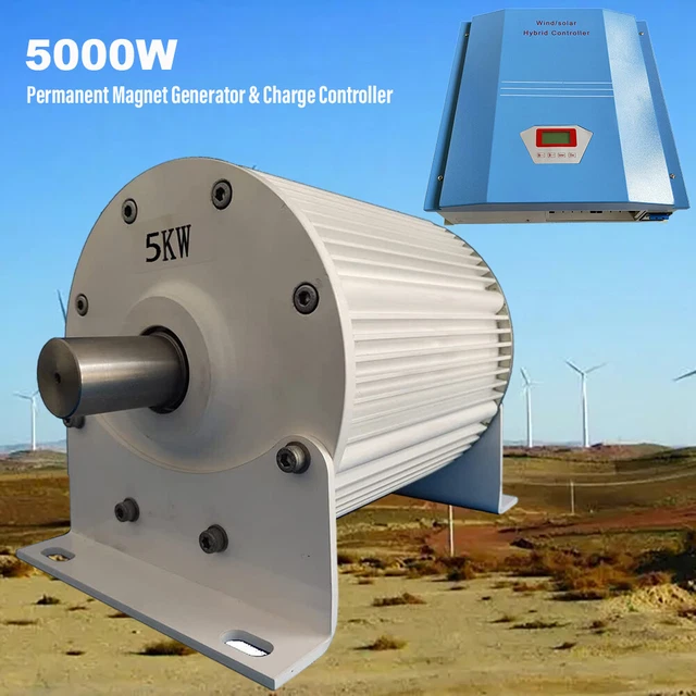 Alternador generador de imán permanente 5000W 48V 367rpm y controlador de carga PWM
