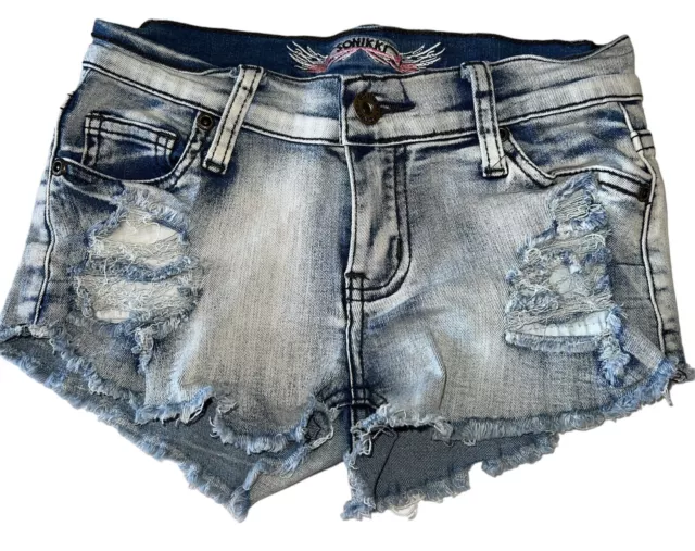 So Nikki Girls Light Acid Wash Denim Ripped Distressed Cutoff Jean Shorts 8