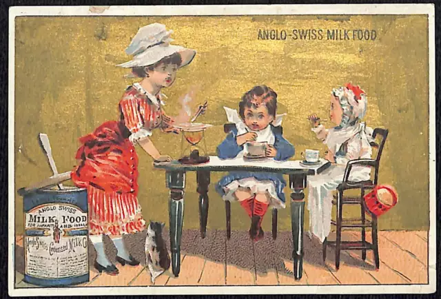 Anglo-Swiss Milk Food Victorian Trade Card Condensed Milk Kids Tea Party