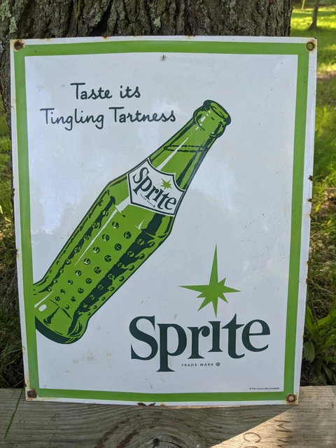 VINTAGE SPRITE PORCELAIN Soda Enamel Gas Station Sign Coke Beverage 13 ...