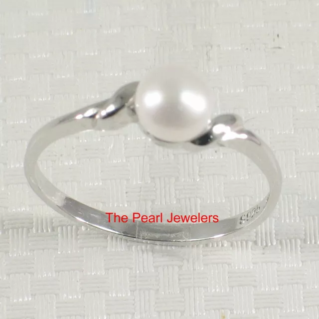 Solid Sterling Silver .925 White Freshwater Cultured Pearl Solitaire Ring TPJ