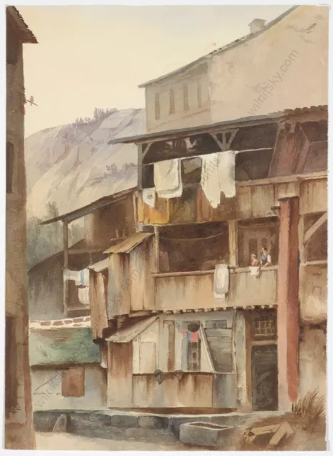 "Village Motive", French School, Mid 19th Century, Watercolour