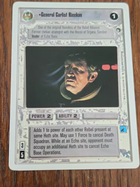 Star Wars CCG Rare Card: Hoth Expansion - GENERAL CARLIST RIEEKAN Singed On Back