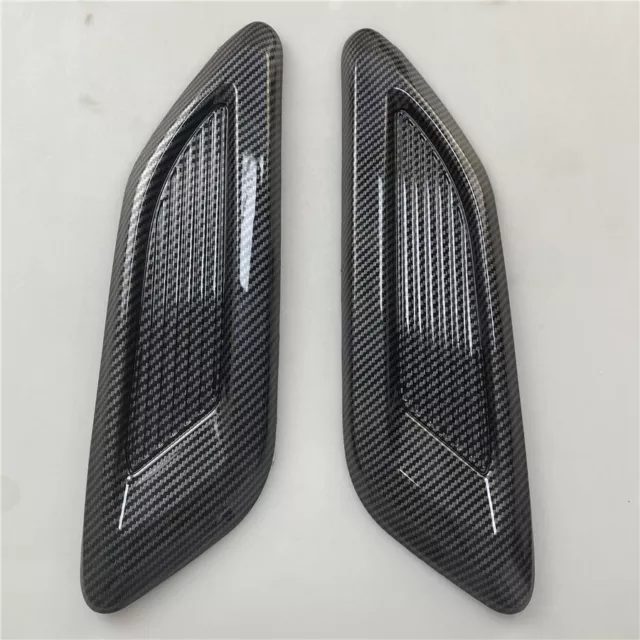 2x Car Hood Vent Scoop Bonnet Decoration Cover Universal Gloss Carbon Fiber Look