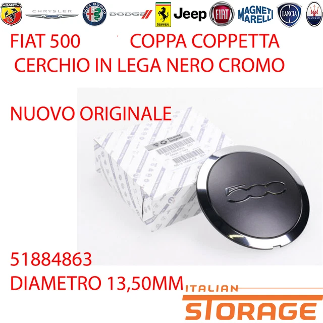 Coprimozzi Per Fiat 500 - Confezione Da 4 Pezzi Con Bordo Cromato, Resistenti Al Calore