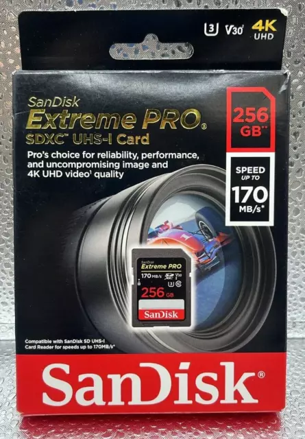 Tarjeta de memoria SanDisk Extreme PRO 256 GB SDXC de hasta 170 MB/s, UHS-1, clase 10, U3