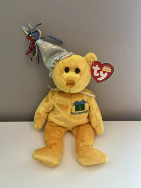TY Beanie Baby “November” the Birthday Bear Retired Vintage MWMT (9 inch)