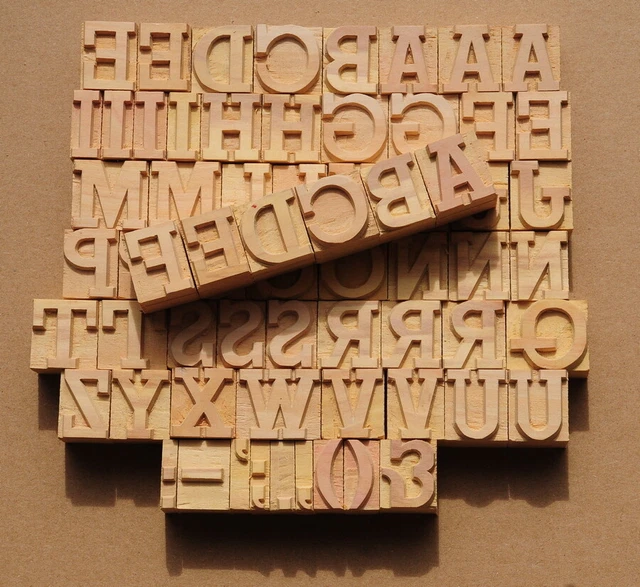 Alfabeto A-Z letras de madera 24 mm letras de madera sello de madera impresión textil impresión de tela.