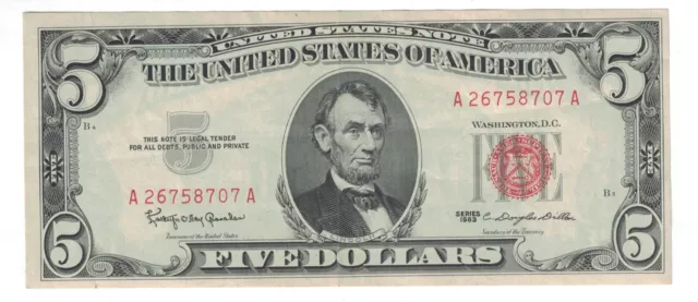 1963 $5 Five Dollars Red Seal Fr.1536