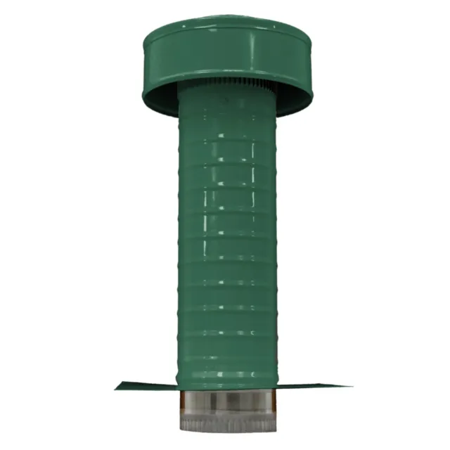 4 inch diameter Aluminum Keepa Roof Jack Vent Cap with Tail Pipe in Green