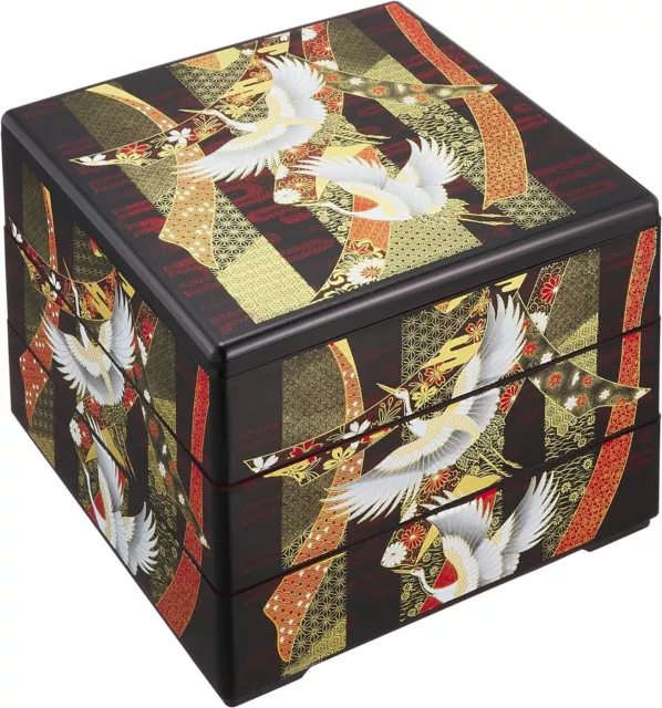 Yamanaka Lacquerware ABS resin Japanese Jubako Three Tier Black Bento Box FS NEW