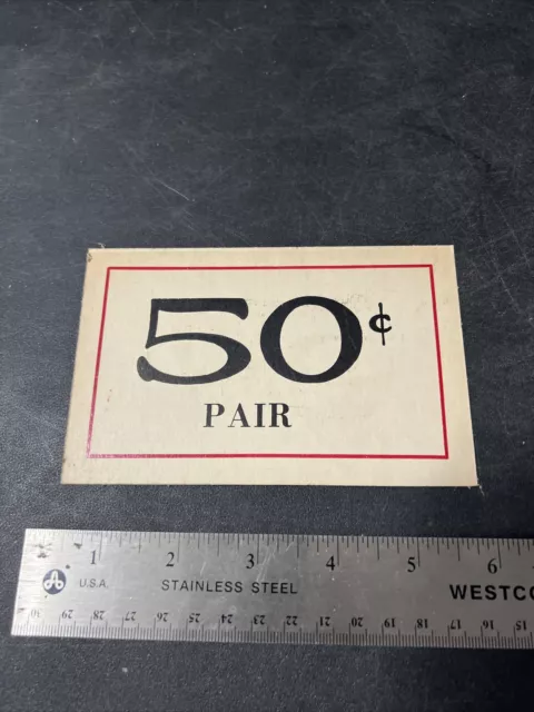 Vtg 2x Sided Used 1930s Country Store Counter / Shelf Price Sign 50c Pair