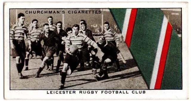 CHURCHMAN CIGARETTE CARD WELL KNOWN TIES 1935 No. 18 LEICESTER RUGBY CLUB EX.