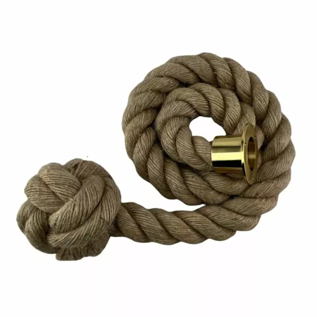 36mm Natural Jute Decking Rope With Man Rope Knot x 2.5m & Polished Brass Cup