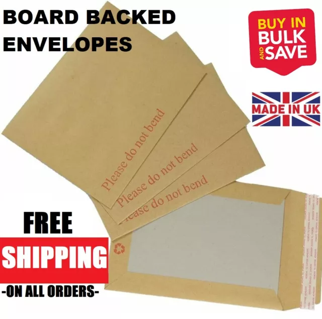 Please Do Not Bend Hard Card Board Backed Envelopes Manilla Brown C6 A5 A4