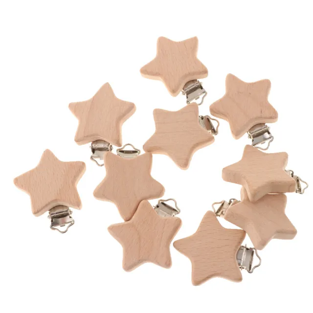Beech Wooden Baby Pacifier Clip Dummy Clips DIY Star-Shaped Baby Shower Gift