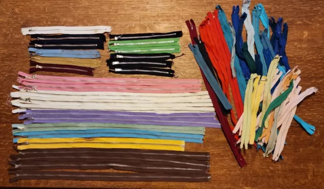 Vintage Lot of 1940s-70s  Talon C&C Conmatic Metal & Nylon Zippers 62 Total