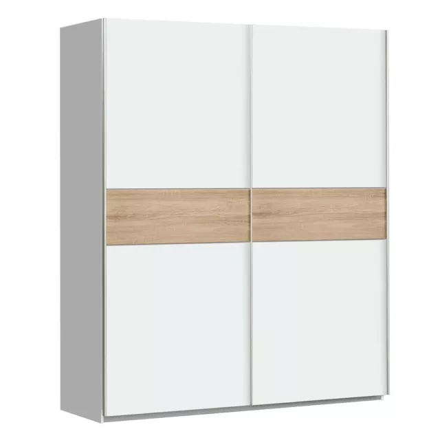 Schwebetürenschrank Wibold 7 weiß Sonoma Eiche 150x191x61 cm Kleiderschrank