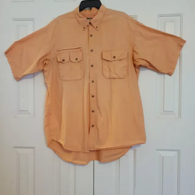 Cabelas Fly Fishing Shirt Extra Large Salmon Vented Pocket Men XL Short Sleeve