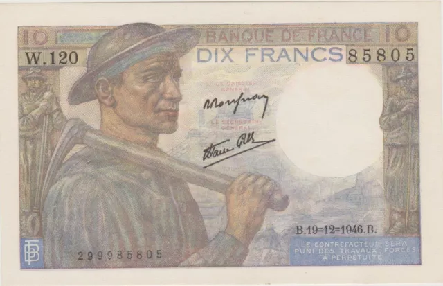 10 Francs Mineur  19 - 12 - 1946