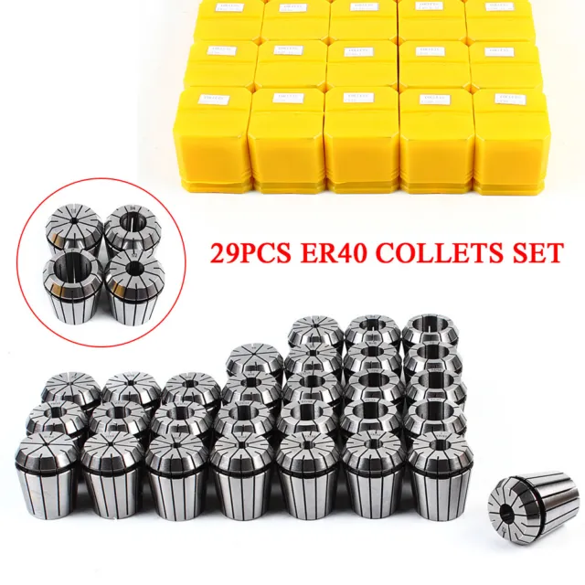 29*ER40 Milling Lathe CNC Chuck Bit Holder Tool Kits Precision Spring Collet Set