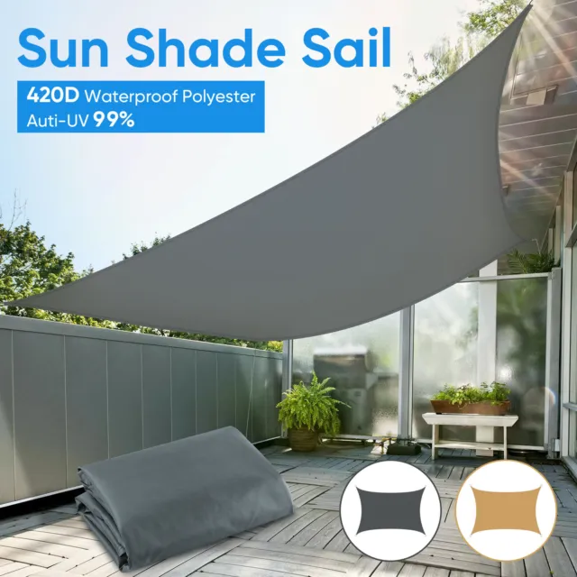 Heavy Duty Sun Shade Sail Garden Patio Awning Canopy 99% Uv Block Waterproof Uk