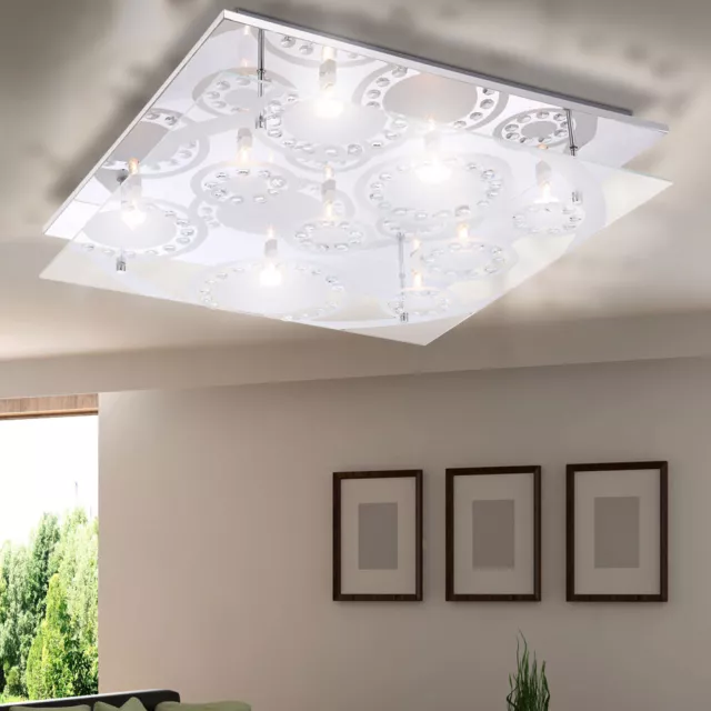 Wohn Zimmer Decken Küchen Flur Lampe Licht Kristall Chrom Beleuchtung Living-XXL