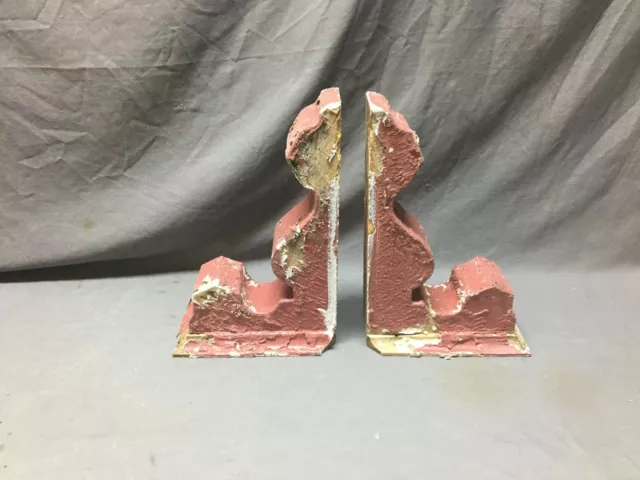 Pair Antique Wood Corbel Roof Bracket Victorian Shabby Red Old Vintage 759-20B