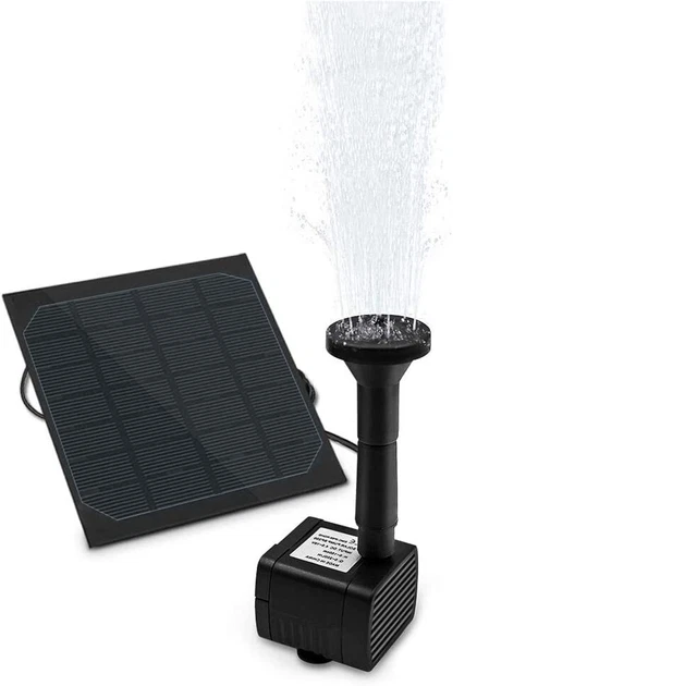omitium Fontaine Solaire Pompe à Eau Solaire avec 4 Buses Différent Pompe Ext...