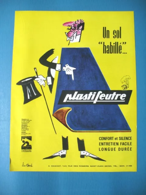 Publicite De Presse Plastifeutre Revetement Sol Illustration Vallancien Ad 1964